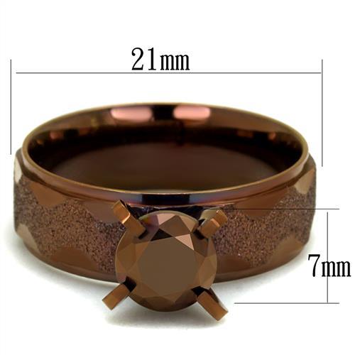 TK2596 - IP Coffee light Stainless Steel Ring with AAA Grade CZ  in Light Coffee - Joyeria Lady