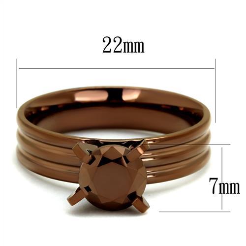 TK2597 - IP Coffee light Stainless Steel Ring with AAA Grade CZ  in Light Coffee - Joyeria Lady