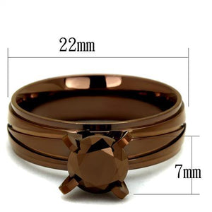 TK2598 - IP Coffee light Stainless Steel Ring with AAA Grade CZ  in Light Coffee