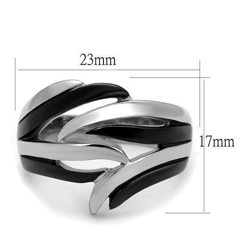 TK2605 - Two-Tone IP Black (Ion Plating) Stainless Steel Ring with No Stone - Joyeria Lady