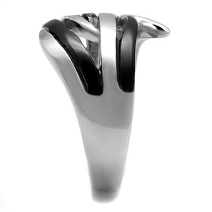 TK2605 - Two-Tone IP Black (Ion Plating) Stainless Steel Ring with No Stone