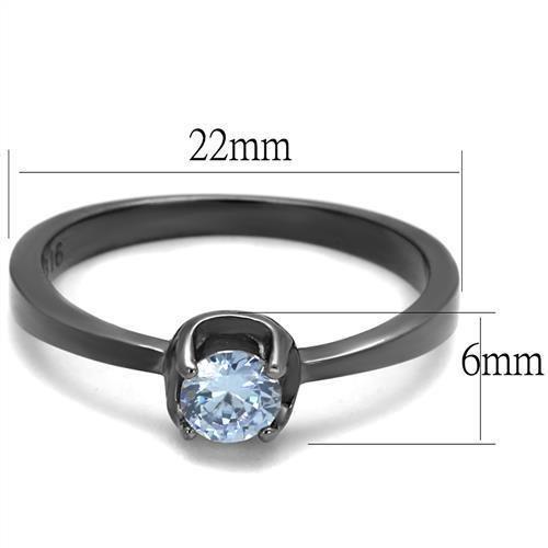 TK2609 - IP Light Black  (IP Gun) Stainless Steel Ring with AAA Grade CZ  in Light Amethyst - Joyeria Lady