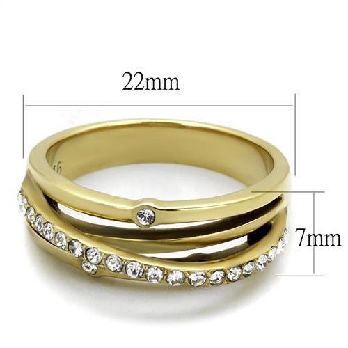 TK2611 - IP Gold(Ion Plating) Stainless Steel Ring with Top Grade Crystal  in Clear - Joyeria Lady