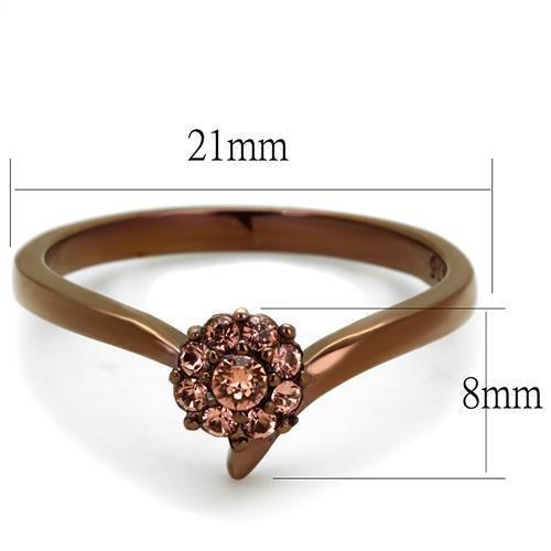 TK2612 - IP Coffee light Stainless Steel Ring with Top Grade Crystal  in Light Peach - Joyeria Lady