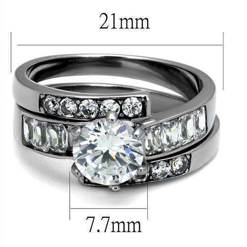 TK2616 - No Plating Stainless Steel Ring with AAA Grade CZ  in Clear - Joyeria Lady
