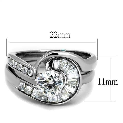 TK2617 - No Plating Stainless Steel Ring with AAA Grade CZ  in Clear - Joyeria Lady