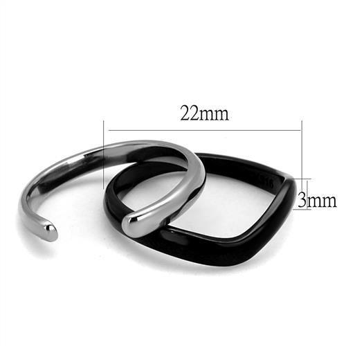 TK2618 - Two-Tone IP Black (Ion Plating) Stainless Steel Ring with No Stone - Joyeria Lady