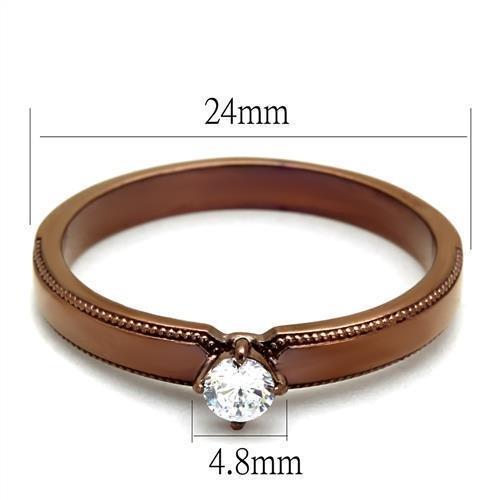 TK2621 - IP Coffee light Stainless Steel Ring with AAA Grade CZ  in Clear - Joyeria Lady