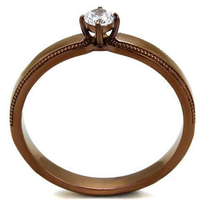 TK2621 - IP Coffee light Stainless Steel Ring with AAA Grade CZ  in Clear