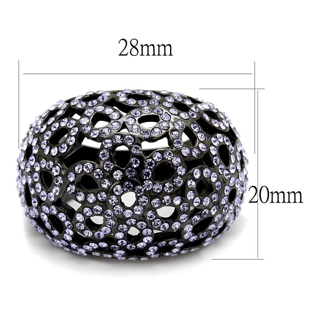 TK2642 - IP Light Black  (IP Gun) Stainless Steel Ring with Top Grade Crystal  in Tanzanite - Joyeria Lady