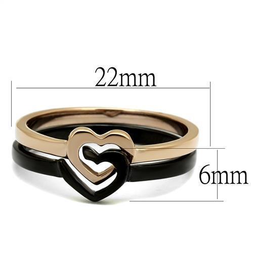 TK2650 - IP Rose Gold+ IP Black (Ion Plating) Stainless Steel Ring with No Stone - Joyeria Lady