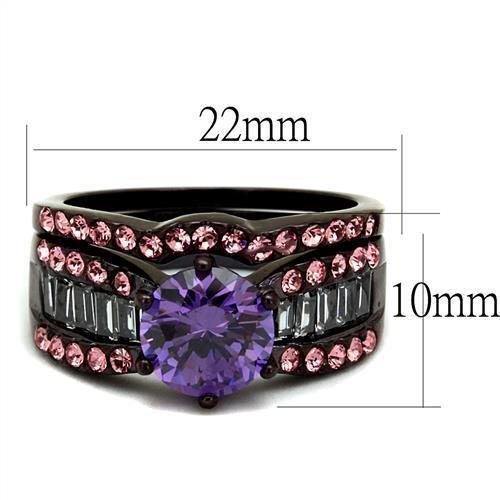 TK2652 - IP Dark Brown (IP coffee) Stainless Steel Ring with AAA Grade CZ  in Amethyst - Joyeria Lady