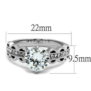 TK2658 - High polished (no plating) Stainless Steel Ring with AAA Grade CZ  in Clear