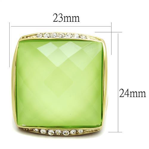 TK2661 - IP Gold(Ion Plating) Stainless Steel Ring with Synthetic Synthetic Stone in Apple Green color - Joyeria Lady