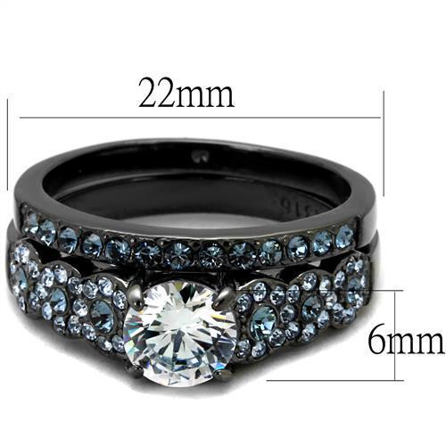 TK2671 - IP Light Black  (IP Gun) Stainless Steel Ring with AAA Grade CZ  in Clear - Joyeria Lady