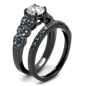 TK2671 - IP Light Black  (IP Gun) Stainless Steel Ring with AAA Grade CZ  in Clear