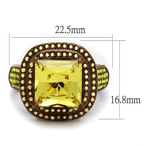 TK2677 - IP Coffee light Stainless Steel Ring with AAA Grade CZ  in Topaz - Joyeria Lady