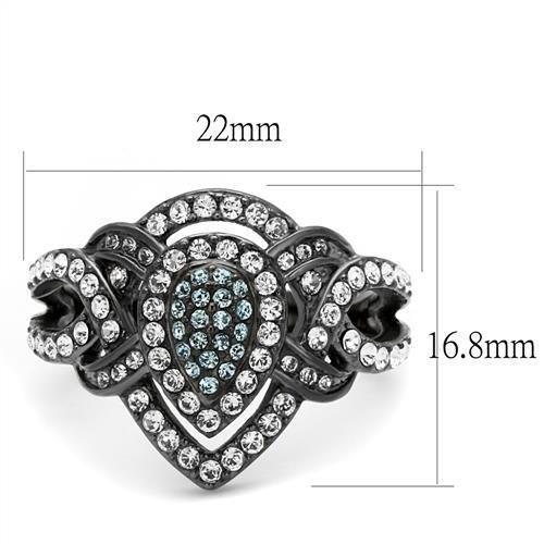 TK2679 - IP Light Black  (IP Gun) Stainless Steel Ring with Top Grade Crystal  in Multi Color - Joyeria Lady