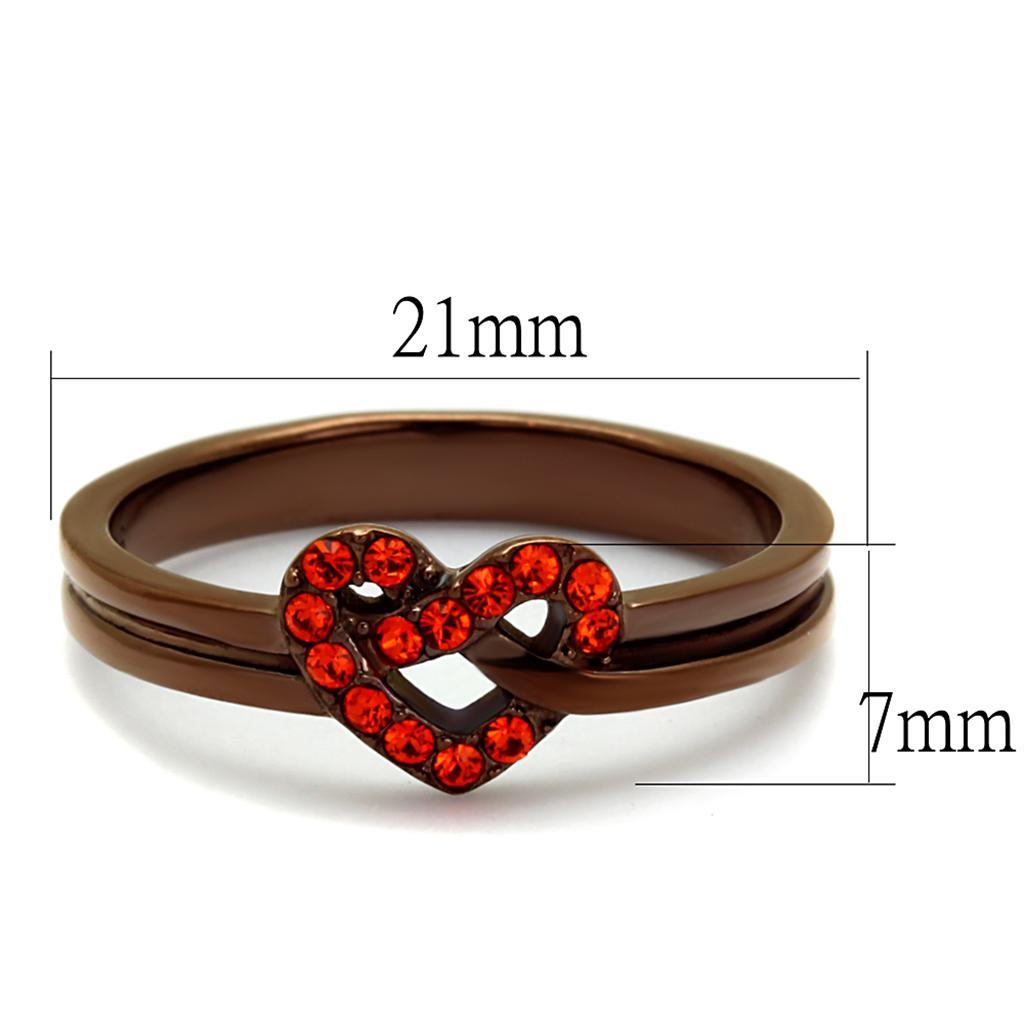 TK2686 - IP Coffee light Stainless Steel Ring with Top Grade Crystal  in Orange - Joyeria Lady