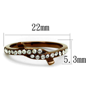 TK2687 - IP Coffee light Stainless Steel Ring with Top Grade Crystal  in Clear