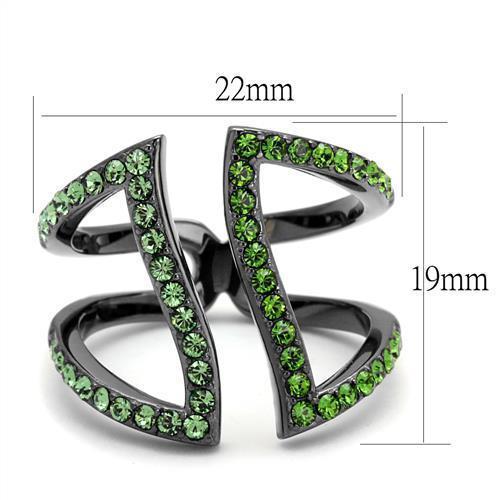 TK2694 - IP Light Black  (IP Gun) Stainless Steel Ring with Top Grade Crystal  in Multi Color - Joyeria Lady