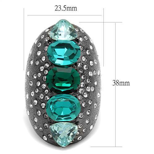 TK2698 - IP Light Black  (IP Gun) Stainless Steel Ring with Top Grade Crystal  in Multi Color - Joyeria Lady