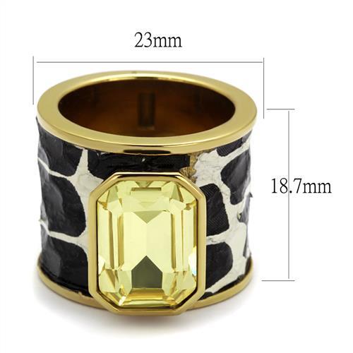 TK2701 - IP Gold(Ion Plating) Stainless Steel Ring with Top Grade Crystal  in Citrine Yellow - Joyeria Lady