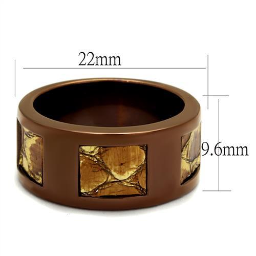 TK2702 - IP Coffee light Stainless Steel Ring with No Stone - Joyeria Lady