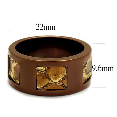 TK2702 - IP Coffee light Stainless Steel Ring with No Stone - Joyeria Lady