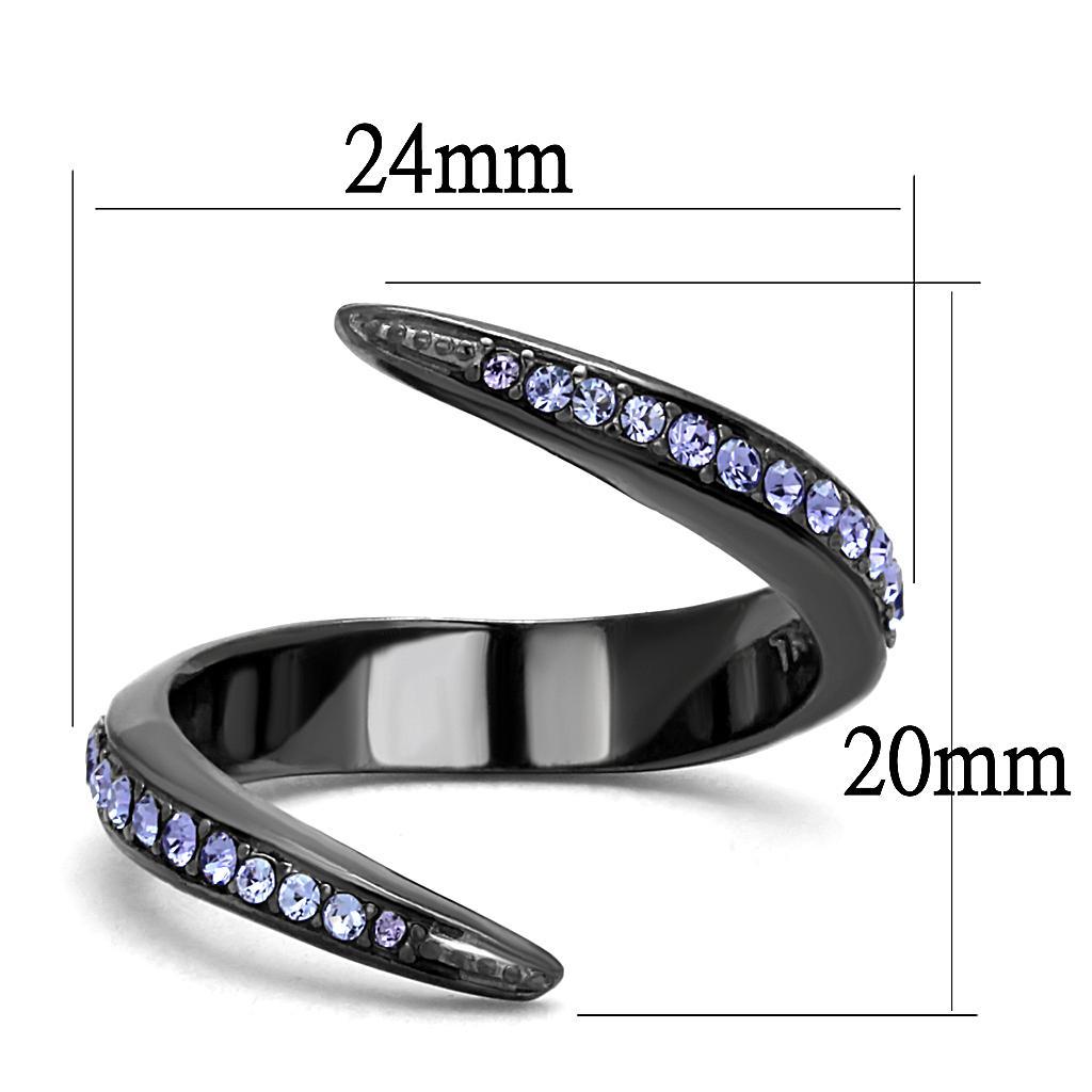 TK2732 - IP Light Black  (IP Gun) Stainless Steel Ring with Top Grade Crystal  in Tanzanite - Joyeria Lady