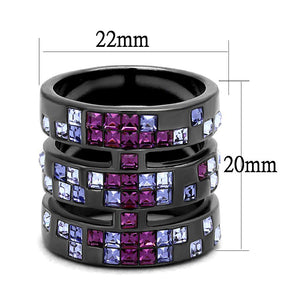 TK2734 - IP Light Black  (IP Gun) Stainless Steel Ring with Top Grade Crystal  in Multi Color