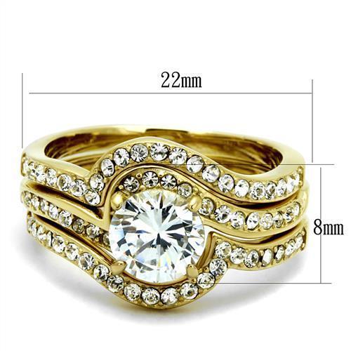 TK2742 - IP Gold(Ion Plating) Stainless Steel Ring with AAA Grade CZ  in Clear - Joyeria Lady
