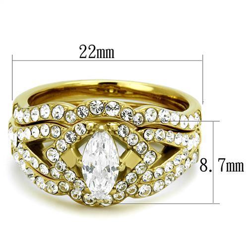 TK2743 - IP Gold(Ion Plating) Stainless Steel Ring with AAA Grade CZ  in Clear - Joyeria Lady