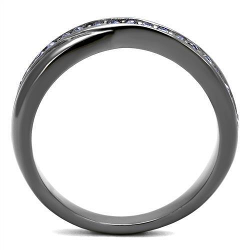 TK2750 - IP Light Black  (IP Gun) Stainless Steel Ring with Top Grade Crystal  in Tanzanite - Joyeria Lady