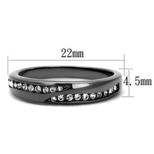 TK2751 - IP Light Black  (IP Gun) Stainless Steel Ring with Top Grade Crystal  in Clear - Joyeria Lady