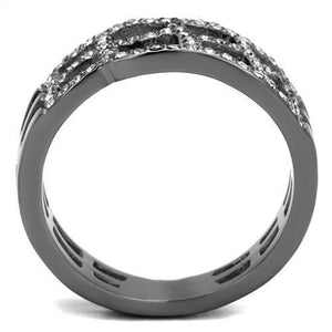 TK2753 - IP Light Black  (IP Gun) Stainless Steel Ring with Top Grade Crystal  in Black Diamond