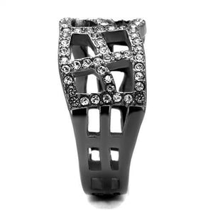 TK2753 - IP Light Black  (IP Gun) Stainless Steel Ring with Top Grade Crystal  in Black Diamond