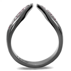 TK2756 - IP Light Black  (IP Gun) Stainless Steel Ring with Top Grade Crystal  in Light Amethyst