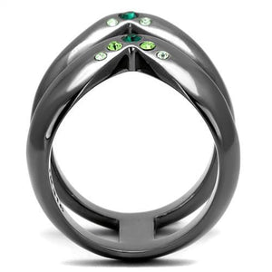TK2757 - IP Light Black  (IP Gun) Stainless Steel Ring with Top Grade Crystal  in Multi Color