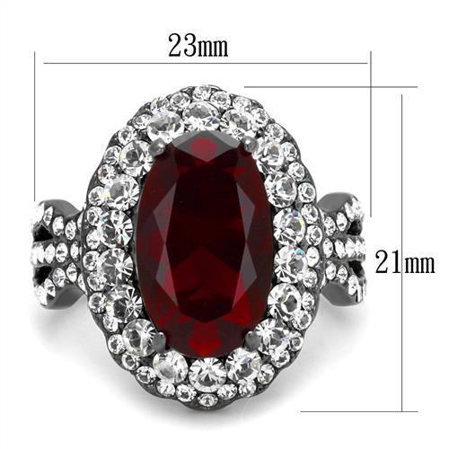 TK2761 - IP Light Black  (IP Gun) Stainless Steel Ring with Synthetic Synthetic Glass in Siam - Joyeria Lady