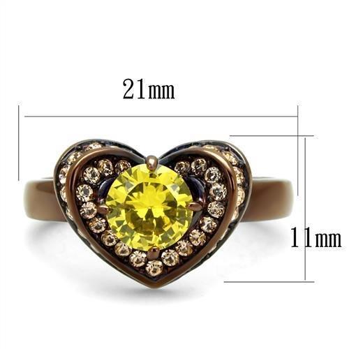 TK2762 - IP Coffee light Stainless Steel Ring with AAA Grade CZ  in Topaz - Joyeria Lady