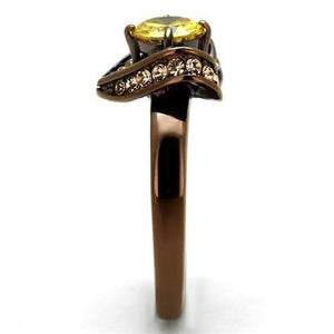 TK2762 - IP Coffee light Stainless Steel Ring with AAA Grade CZ  in Topaz