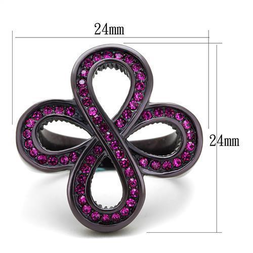 TK2763 - IP Dark Brown (IP coffee) Stainless Steel Ring with Top Grade Crystal  in Fuchsia - Joyeria Lady