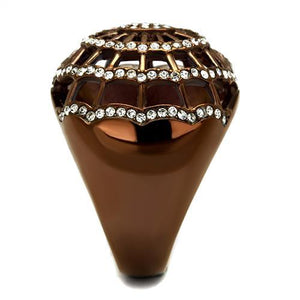 TK2772 - IP Coffee light Stainless Steel Ring with Top Grade Crystal  in Clear