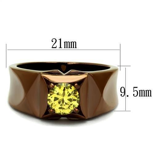 TK2773 - IP Coffee light Stainless Steel Ring with AAA Grade CZ  in Topaz - Joyeria Lady