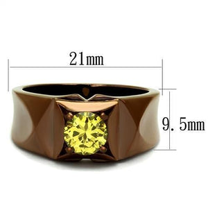 TK2773 - IP Coffee light Stainless Steel Ring with AAA Grade CZ  in Topaz