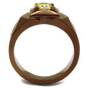 TK2773 - IP Coffee light Stainless Steel Ring with AAA Grade CZ  in Topaz