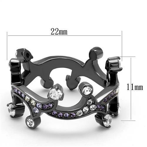 TK2780 - IP Light Black  (IP Gun) Stainless Steel Ring with AAA Grade CZ  in Clear - Joyeria Lady