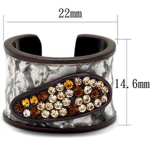 TK2781 - IP Dark Brown (IP coffee) Stainless Steel Ring with Top Grade Crystal  in Multi Color - Joyeria Lady