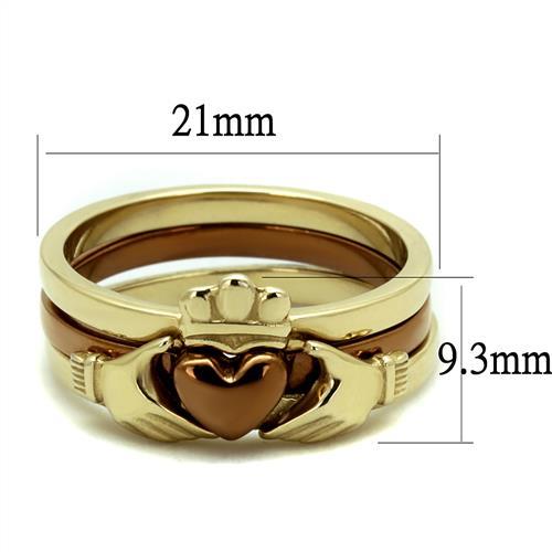 TK2801 - IP Gold & IP Light Brown (IP Light coffee) Stainless Steel Ring with No Stone - Joyeria Lady